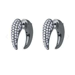 Noir NYC pavé gunmetal horn earrings